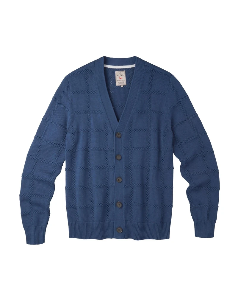 Aubin Men's Rainham Checked V-Neck Regular-Fit Cardigan