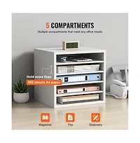 Slickblue 5 Compartment Mail Sorter Organizer with Adjustable Shelves for Office, Classroom & Home