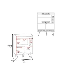 Fm Furniture Otho Bar Cabinet with Drop-Down Door, Wine Storage, Open Shelves, and Hairpin Legs