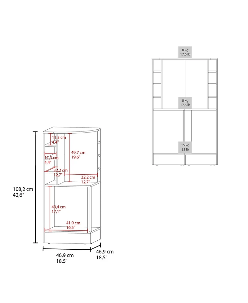 Fm Furniture Toyei Corner Bar Cabinet with Bottle Rack, Open Shelves, and Hidden Storage