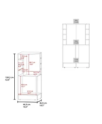 Fm Furniture Toyei Corner Bar Cabinet with Bottle Rack, Open Shelves, and Hidden Storage