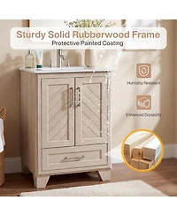 Tribesigns 24 Inch Bathroom Vanity with Sink, Modern Farmhouse
