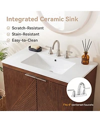 Tribesigns 30 Inch Bathroom Vanity with Sink, Farmhouse Fluted Design