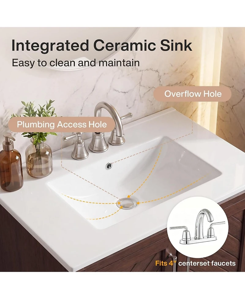 Tribesigns 30" Bathroom Vanity with Sink, Farmhouse Freestanding