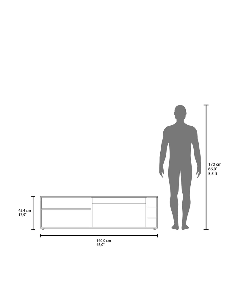 Fm Furniture Mayo TVStand for 70" Screen with Open Storage and Melamine Finish