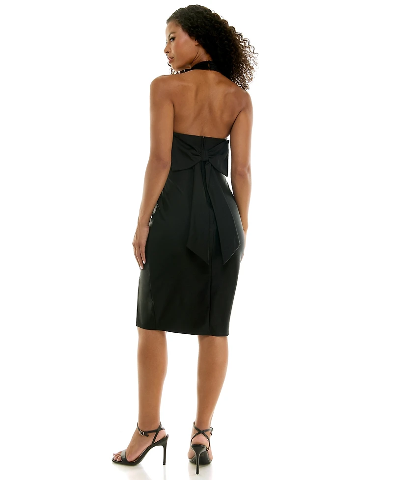 Seni & Cade Juniors' Halter Satin Midi Dress