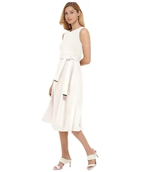 Calvin Klein Women's Crewneck Sleeveless A-Line Suede Dress