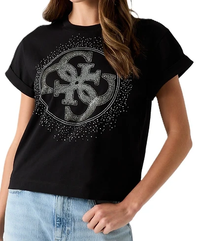 Guess Women's 4G Degrade Hotfix Graphic Cotton T-Shirt