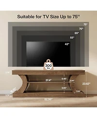 Tribesigns 63-Inch Farmhouse Entryway Console Table with Storage, Tv Console with Curved Design for Living Room, Bedroom