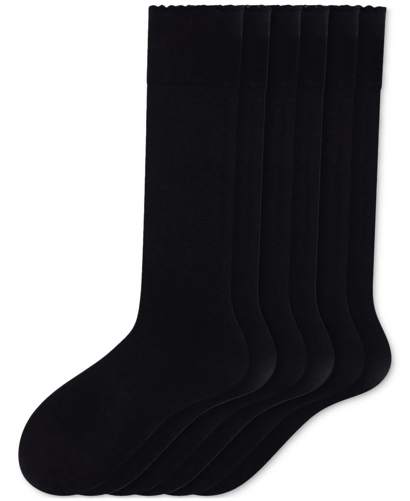 Hue Women's Compression Opaque Scalloped-Edge Knee-High Socks, 3-Pack