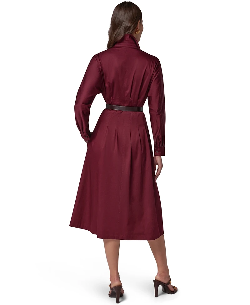 Long Sleeve Belted Midi Shirtdress