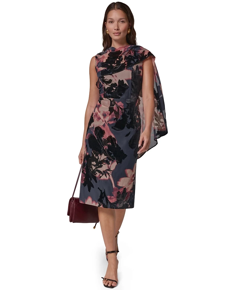 Donna Karan New York Women's Floral Sheath Sleeveless Dress