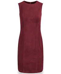 Donna Karan New York Women's Sleeveless Crewneck Suede Sheath Dress