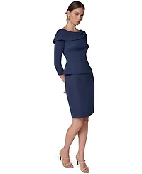 Donna Karan New York Women's Long-Sleeve Peplum Foldover Boat Neck Dress