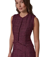 Donna Karan New York Women's Textured Tweed A-Line Crewneck Midi Dress