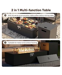 Pocassy 5 Pieces Outdoor Patio Furniture Set with Fire Pit Table Kits, Rattan Wicker Sectional Swivel Rocker Chairs Sets