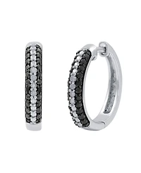Black & White Diamond Hoop Earrings (1/6 ct. t.w.) in Sterling Silver