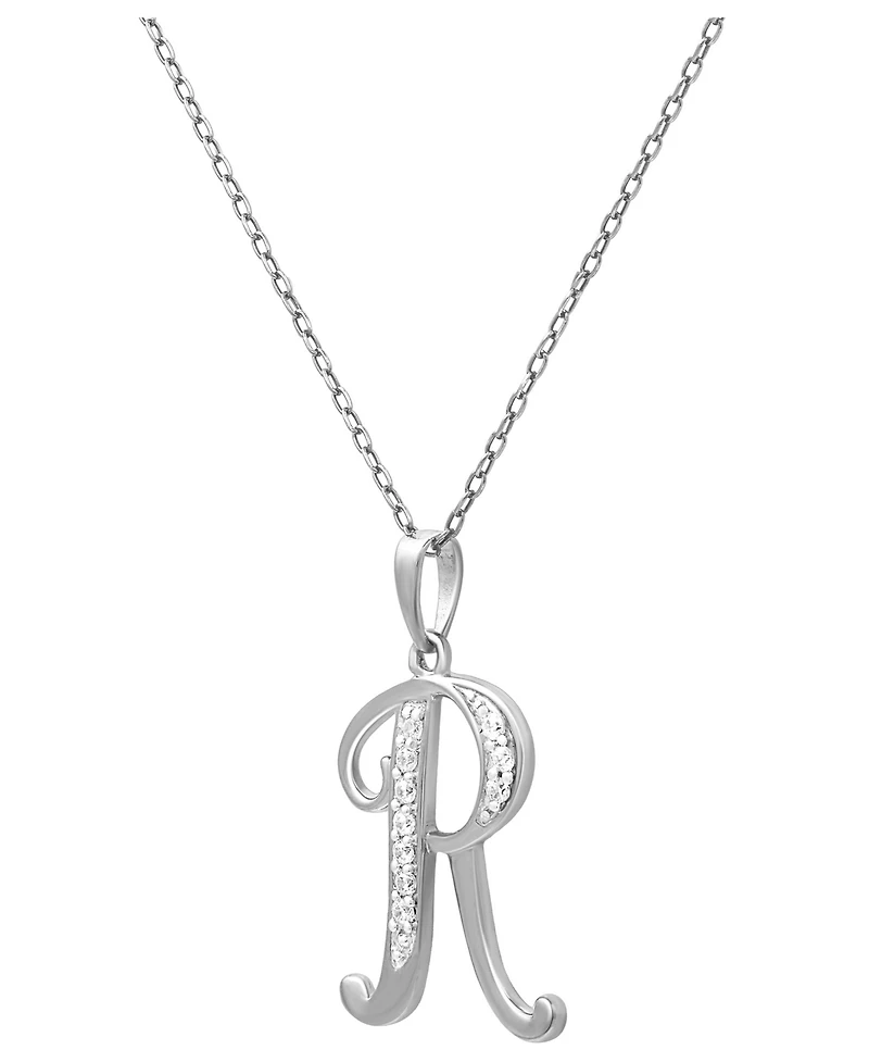 Diamond R Initial 18" Pendant Necklace (1/10 ct. t.w.) in Sterling Silver