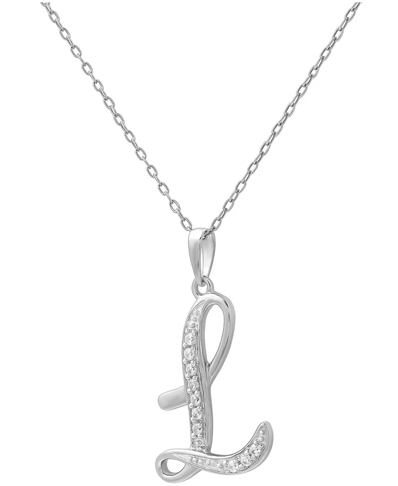 Diamond L Initial 18" Pendant Necklace (1/10 ct. t.w.) in Sterling Silver