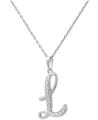 Diamond L Initial 18" Pendant Necklace (1/10 ct. t.w.) in Sterling Silver