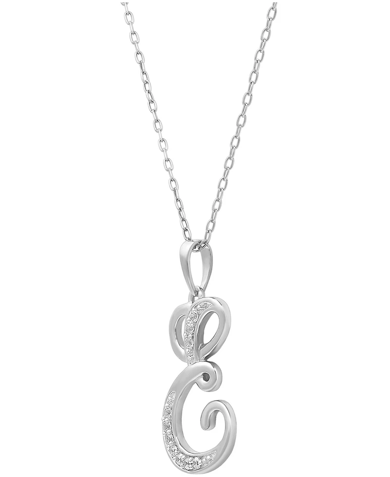Diamond E Initial 18" Pendant Necklace (1/10 ct. t.w.) in Sterling Silver