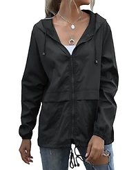 Piscifun Women's Lightweight Waterproof Packable Rain Jacket Windproof Hooded With Pockets For Travel Outdoor
