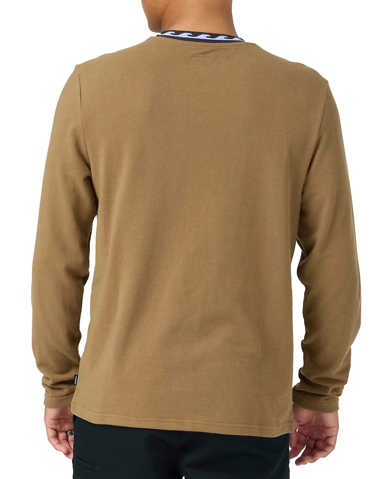 O'Neill Men's Wave Cult Bennett Long-Sleeve Crewneck Jacquard Wave-Pattern T-Shirt