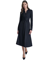 Calvin Klein Women's Collared V-Neck Front-Twist Midi Dress