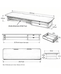 Danrong 39.3 Inch Dual Monitor Stand with Drawers Cable Management for Home Office
