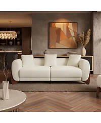 Morden Fort Cloud Couch Round Arm Plush Boucle Sofa for Living Room Apartment Minimalist