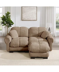 Clihome Chenille Cloud L-Shaped Loveseat Sofa,Stylish petal design Sofa Couch with Movable Ottoman