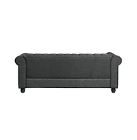 Morden Fort Linen Chesterfield 3 Seat Sofa Living Room Rolled Arm Couch with Button Tufted and Nailhead Trim