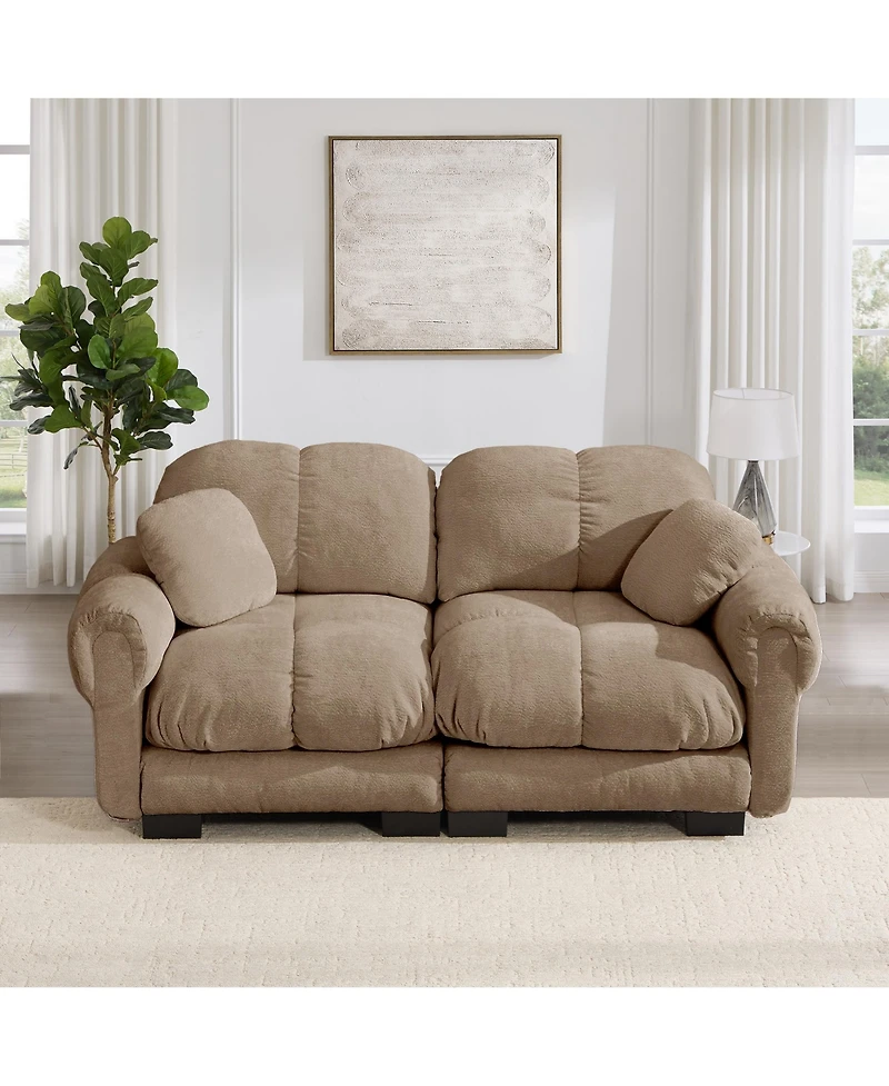 Clihome Chenille Cloud Loveseat Sofa with exquisite pillows