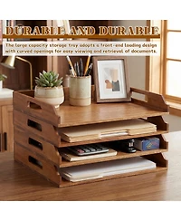 Danrong Stackable Paper Tray Desk Organizer Document Letter Magazine Holder