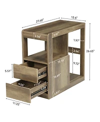 Tribesigns 12.6 Rolling Side Table with 2 Drawers and Storage Shelf