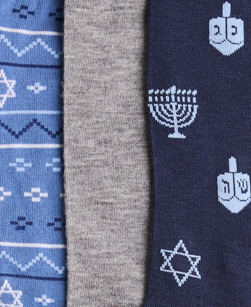 Perry Ellis Portfolio Men's Hanukkah Classic Crew Socks, 3-Pack