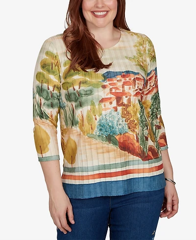 Alfred Dunner Petite Side-Slit 3/4-Sleeve Knit Top