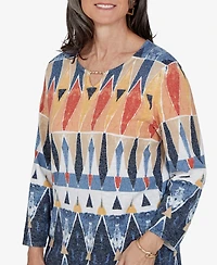 Alfred Dunner Petite 3/4-Sleeve Henley Sweater