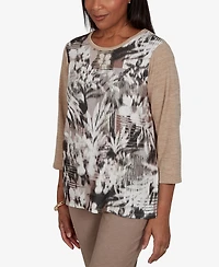 Alfred Dunner Petite Crewneck 3/4-Sleeve T-Shirt