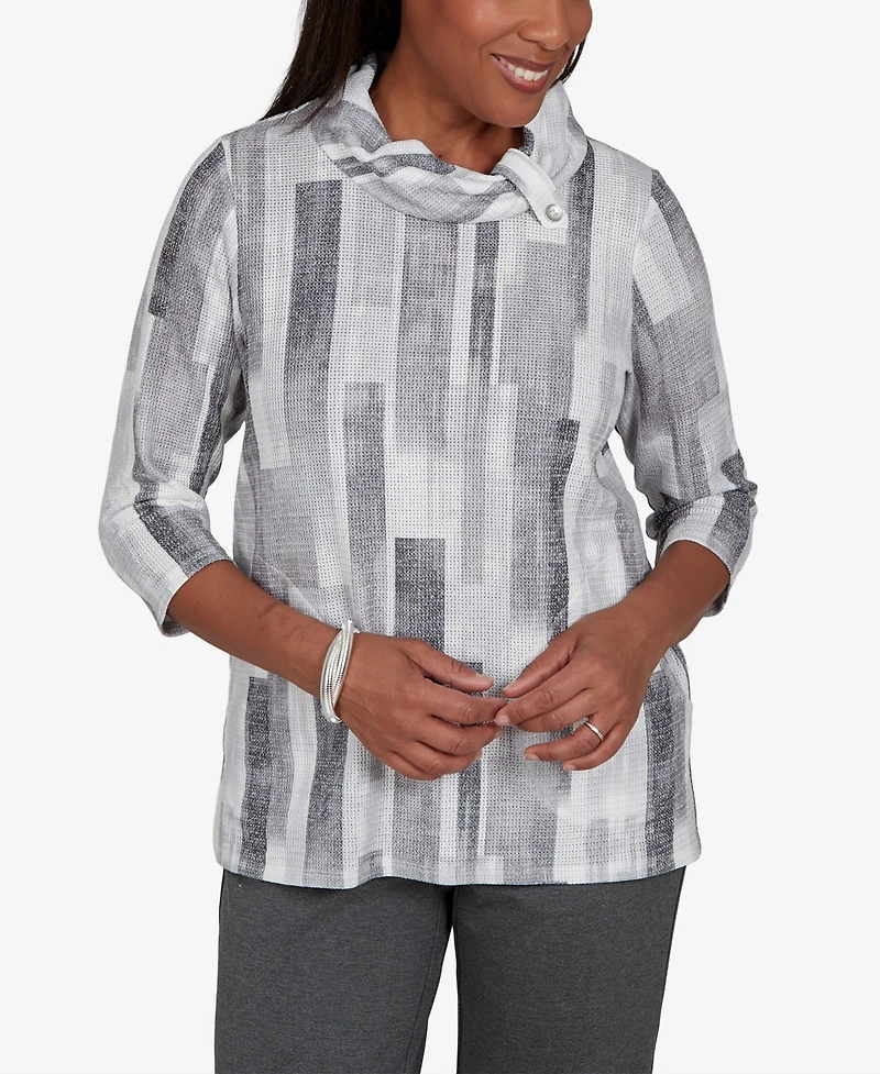 Alfred Dunner Petite Cowl Neck 3/4-Sleeve Tunic