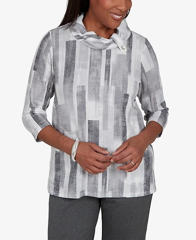 Alfred Dunner Petite Cowl Neck 3/4-Sleeve Tunic