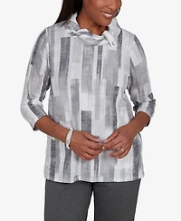Alfred Dunner Petite Cowl Neck 3/4-Sleeve Tunic