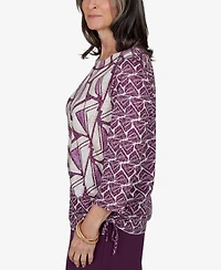 Alfred Dunner Petite Geometric-Print 3/4-Sleeve Blouse