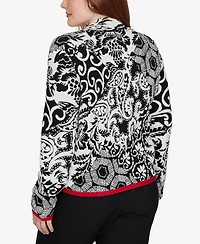 Alfred Dunner Petite Funnel Neck Long-Sleeve Acrylic-Blend Jacket