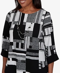 Alfred Dunner Petite 3/4-Sleeve Asymmetric-Hem Tunic
