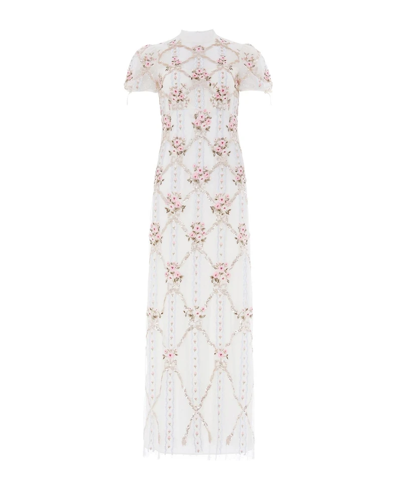 Needle & Thread Women's High-Neck Embroidered Maxi Gown
