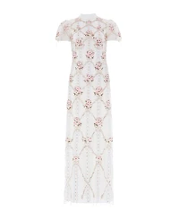 Needle & Thread Women's High-Neck Embroidered Maxi Gown
