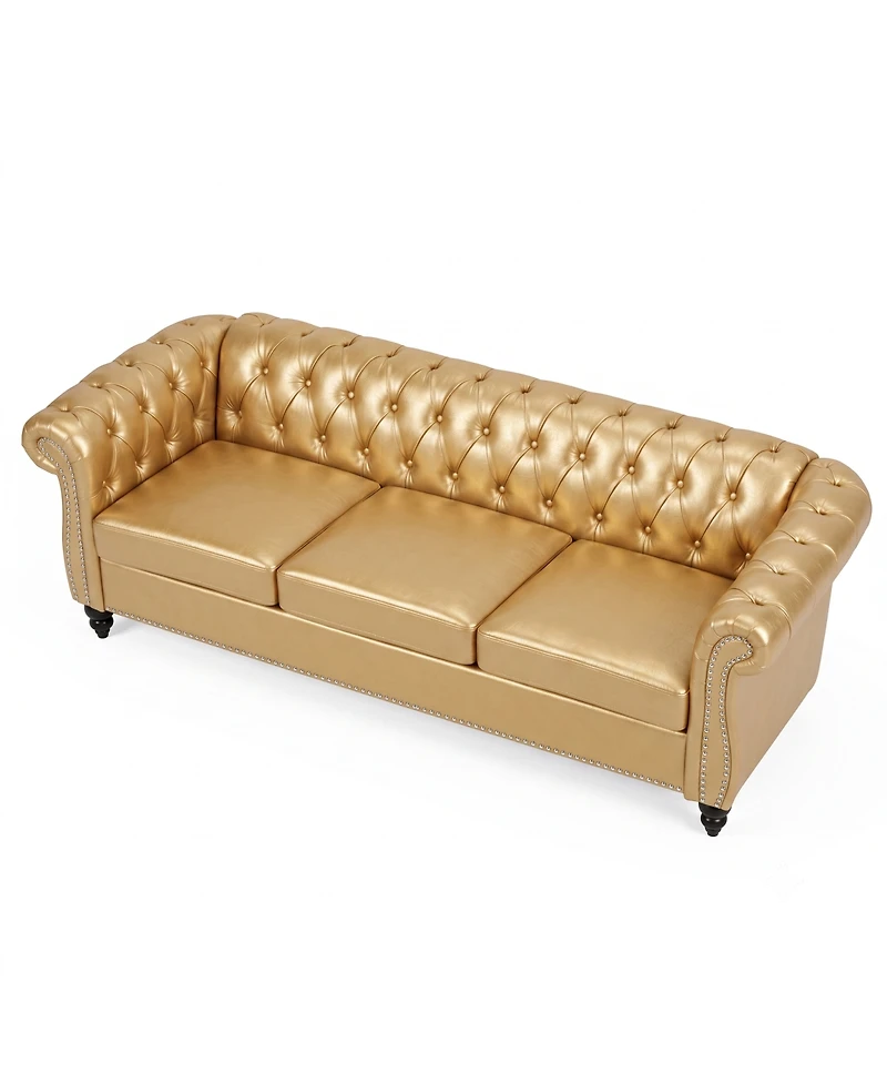 Streamdale Furniture 84.65" Rolled Arm Chesterfield 3 Seater Sofa