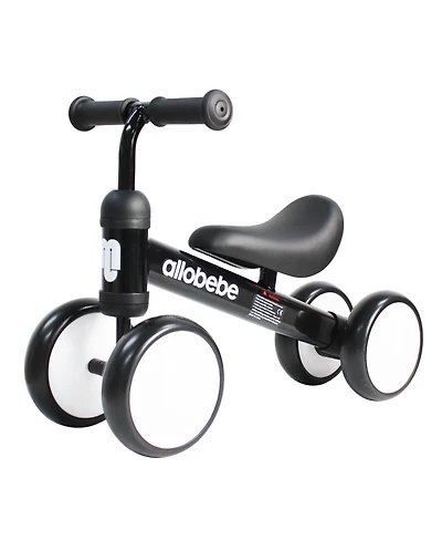 Allobebe Baby Balance Bike 4-Wheel Ride-On with Adjustable Seat & Silent Wheels, Ages 12-30 Months