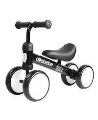 Allobebe Baby Balance Bike 4-Wheel Ride-On with Adjustable Seat & Silent Wheels, Ages 12-30 Months
